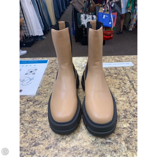 Boots Ankle Flats By Mng In Black & Tan, Size: 7.5