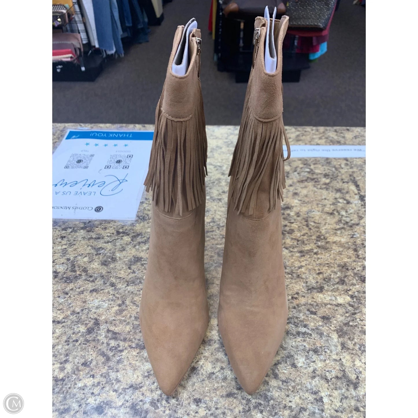 Boots Ankle Heels By Nine West In Tan, Size: 11