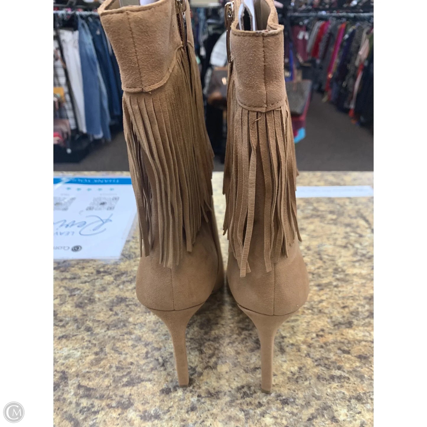 Boots Ankle Heels By Nine West In Tan, Size: 11