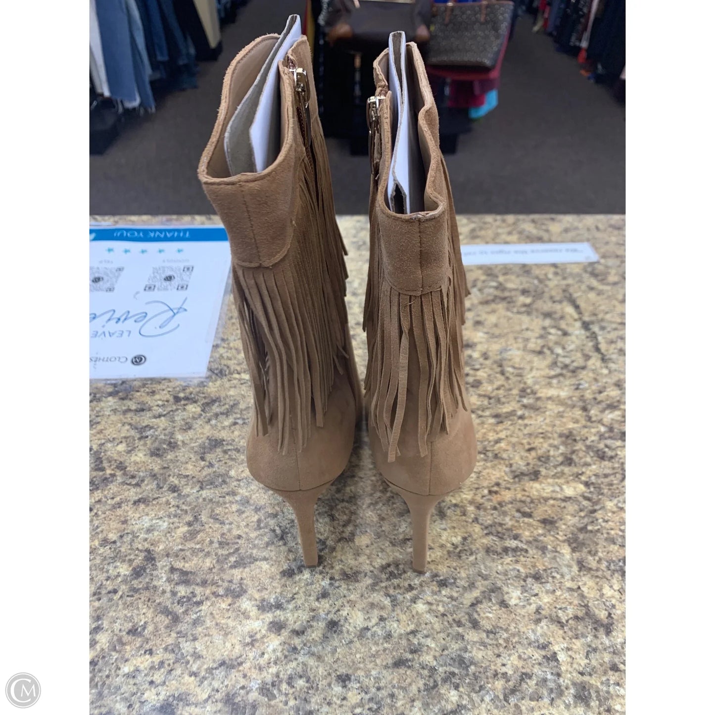 Boots Ankle Heels By Nine West In Tan, Size: 11