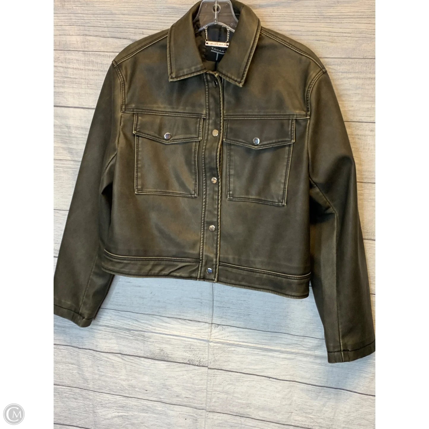 Jacket Shirt By Tahari In Green, Size: M