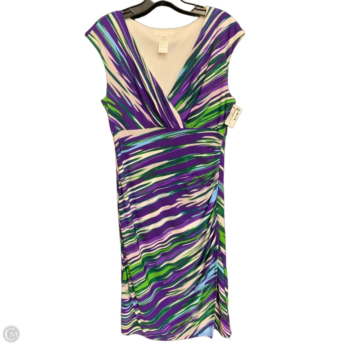 Dress Casual Midi By London Times In Green & Purple, Size: 10