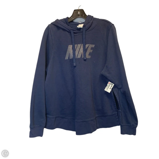 Athletic Top Long Sleeve Hoodie By Nike In Blue, Size: M