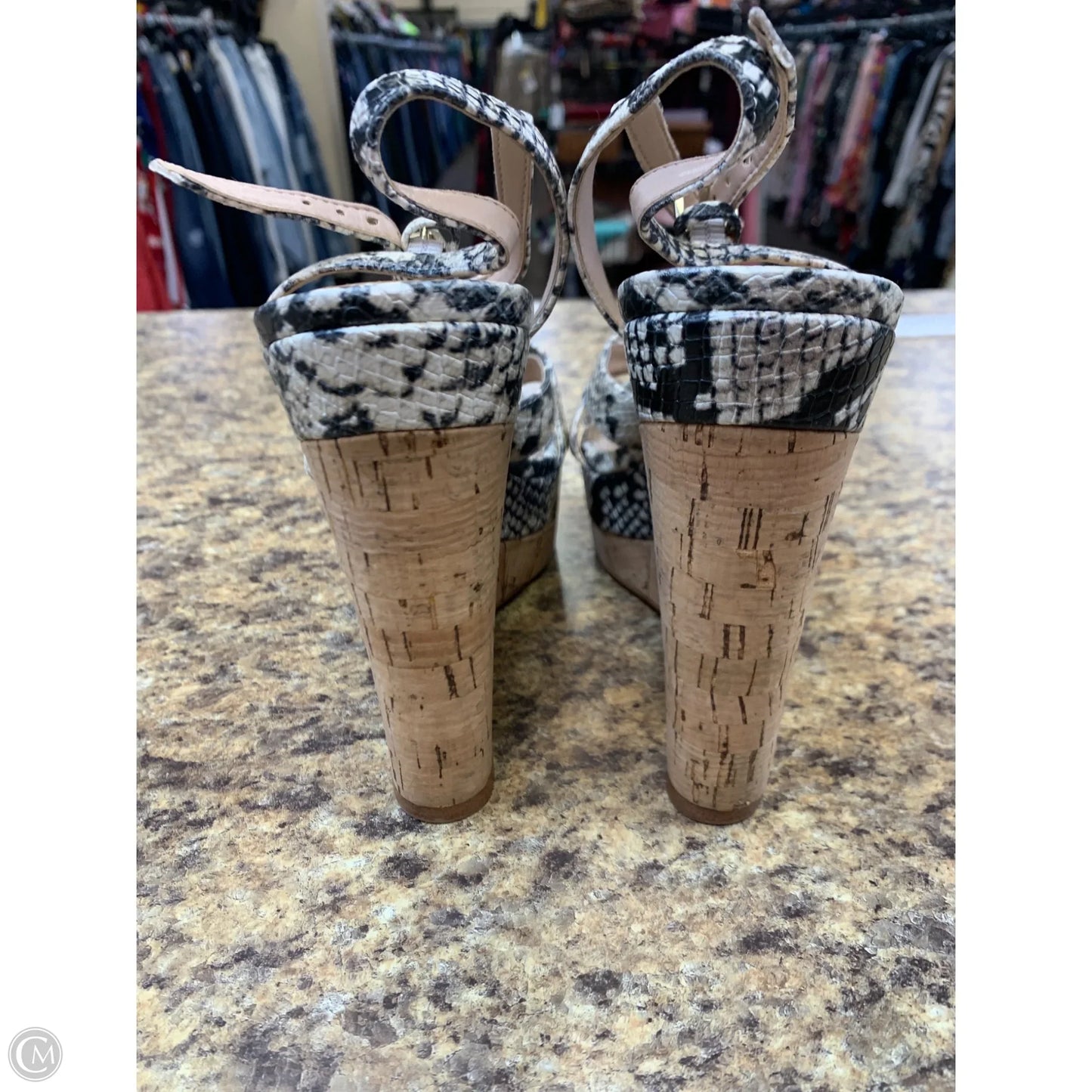Sandals Heels Wedge By Aldo In Snakeskin Print, Size: 8