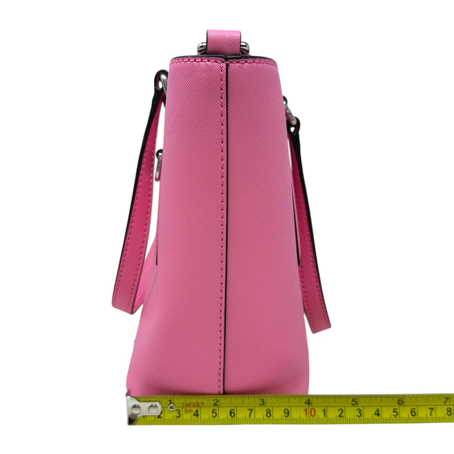 The Small Saffiano Leather Tote Bag In Candy Pink Luxury Designer By Marc Jacobs, Size: Small