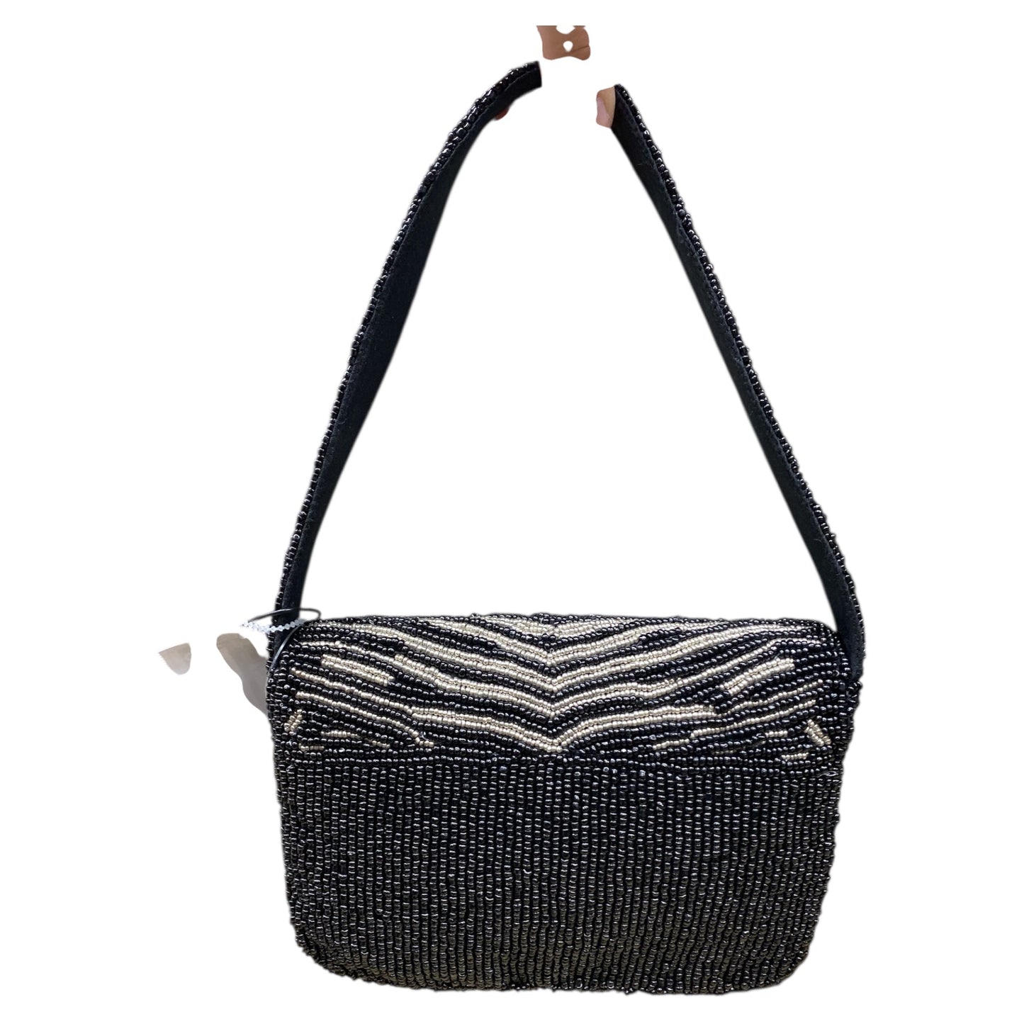 Handbag By Studio 12 In Black & Silver, Size:Small