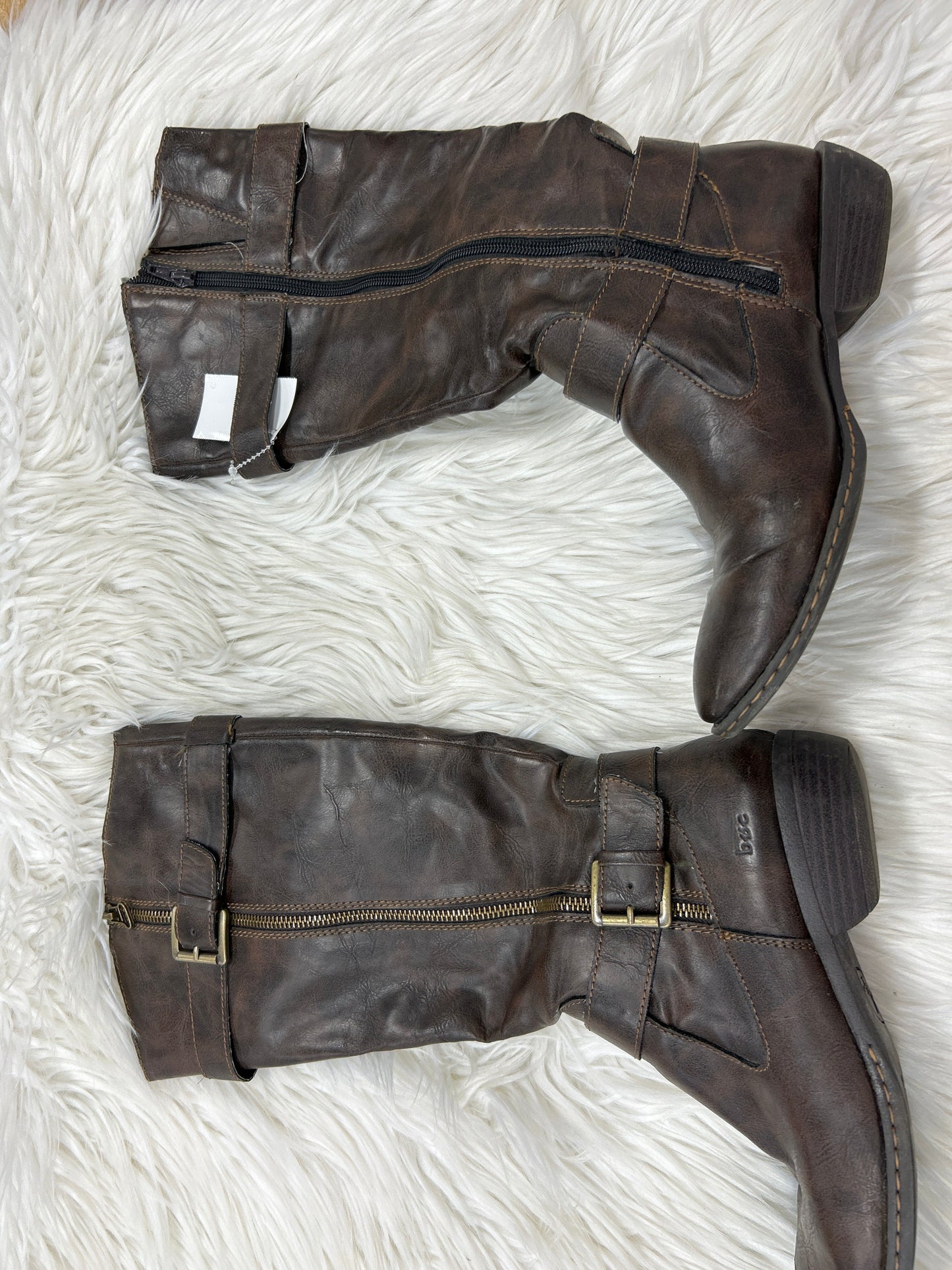 Boots Knee Heels By Boc In Brown, Size:7