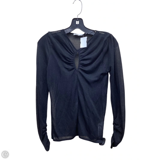 Top Long Sleeve By Zara In Black, Size: M