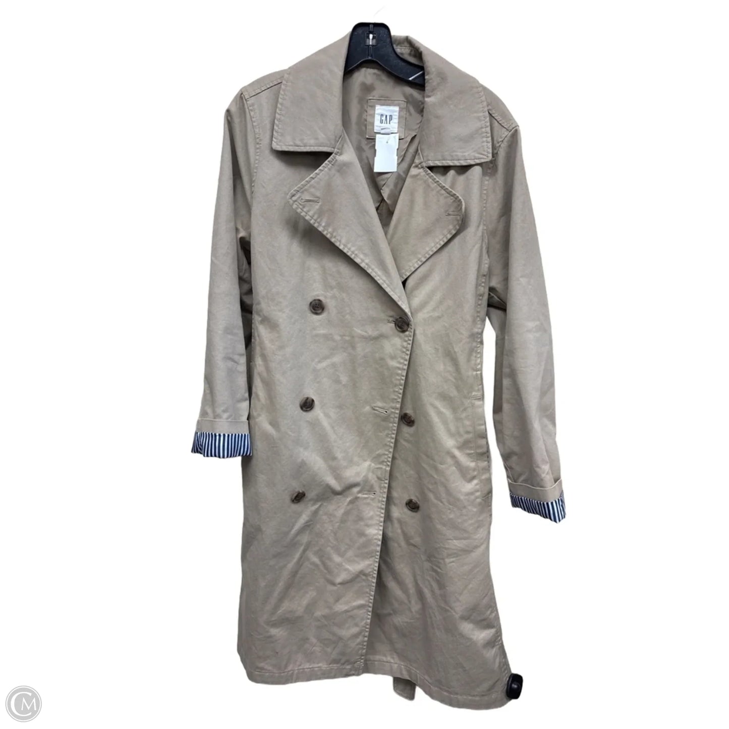 Coat Trench Coat By Gap In Tan, Size: L