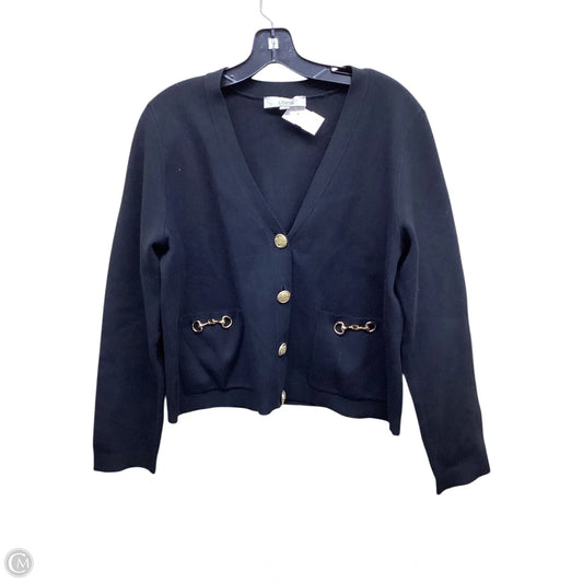 Sweater Cardigan By Loft In Black & Gold, Size: L