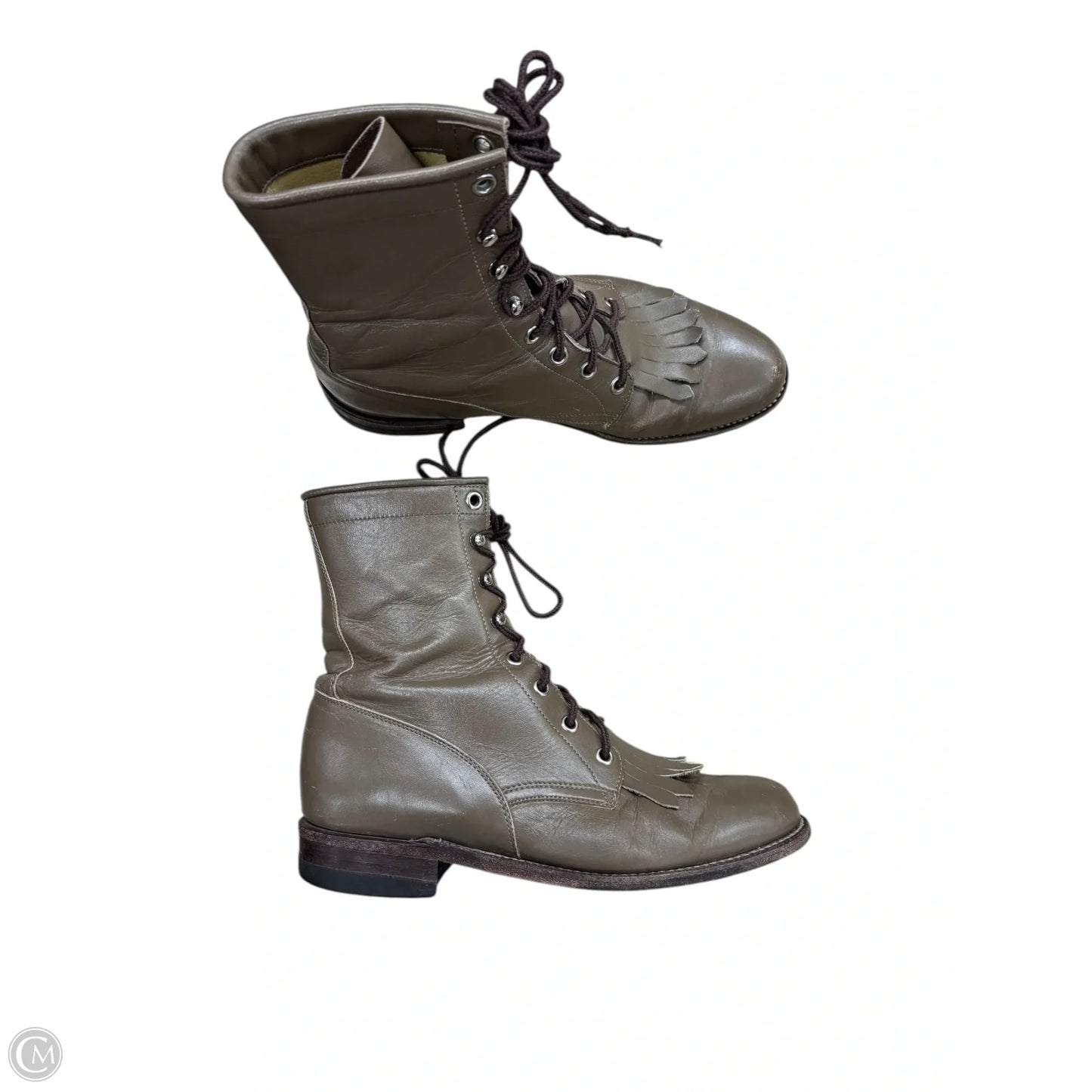 Boots Ankle Flats By Justin In Brown, Size: 6.5