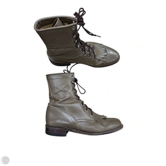 Boots Ankle Flats By Justin In Brown, Size: 6.5