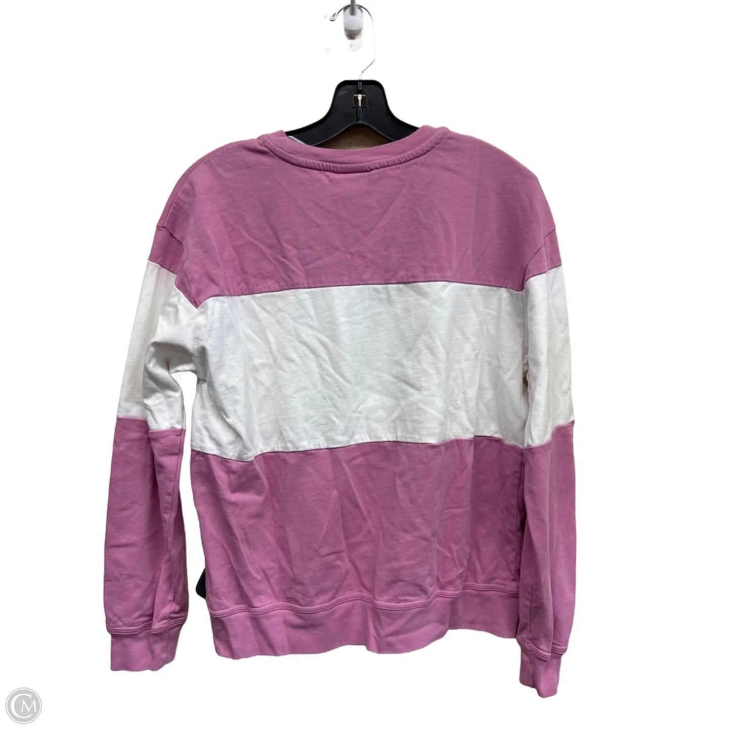 Athletic Top Long Sleeve Crewneck By Nike In Pink & White, Size: M