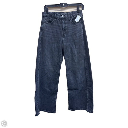 Jeans Wide Leg By American Eagle In Black Denim, Size: 4