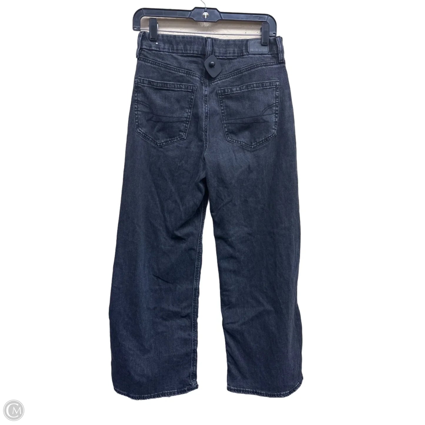 Jeans Wide Leg By American Eagle In Black Denim, Size: 4