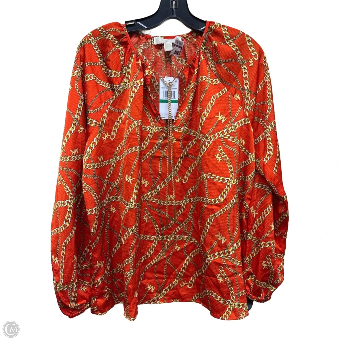 Top Long Sleeve By Michael By Michael Kors In Orange & Yellow, Size: L