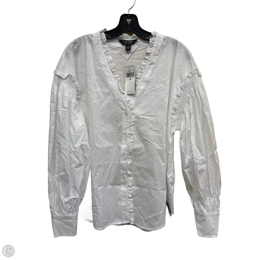 Top Long Sleeve By Lauren By Ralph Lauren In White, Size: M