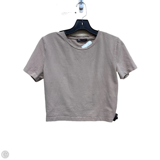 Top Short Sleeve By Zara In Tan, Size: L