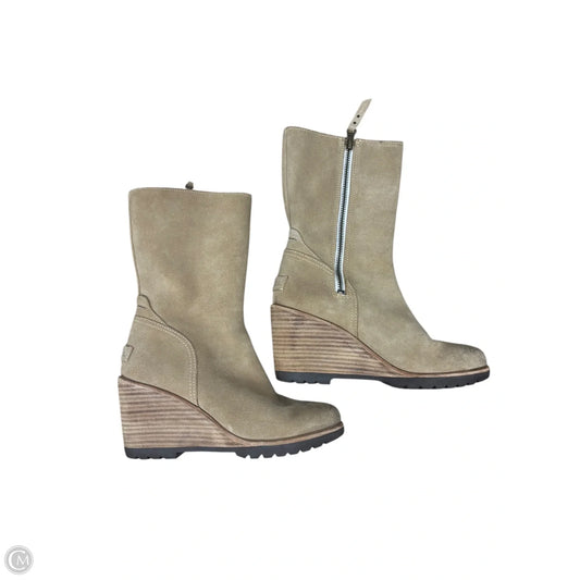 Boots Mid-calf Heels By Sorel In Tan, Size: 7.5