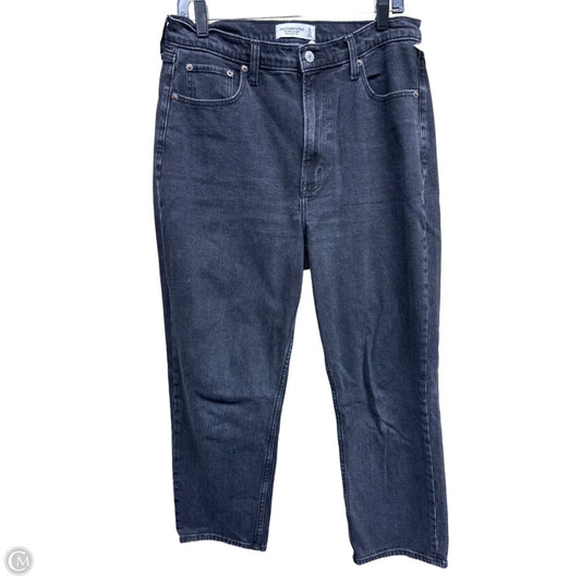 Jeans Straight By Abercrombie And Fitch In Black Denim, Size: 12