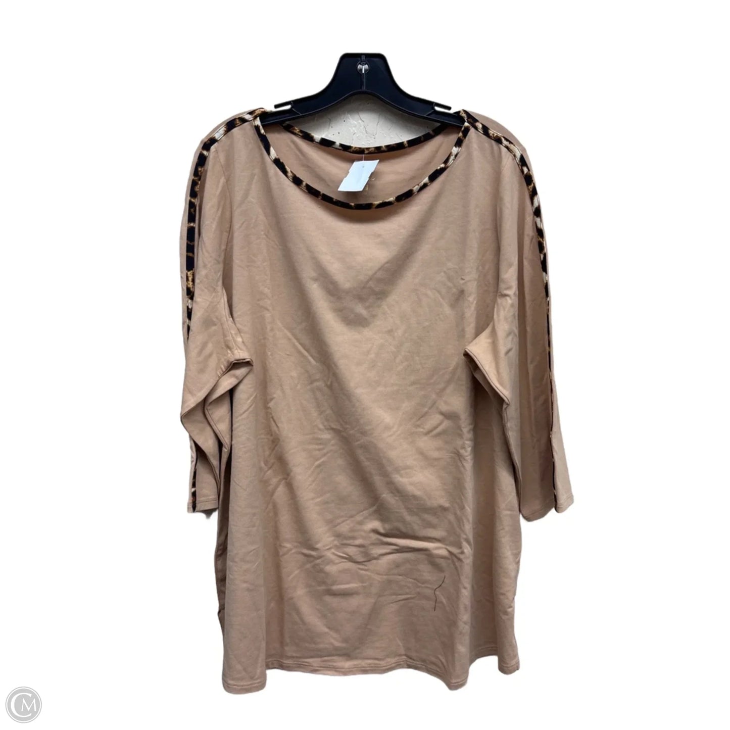 Top Long Sleeve By Belle By Kim Gravel In Tan, Size: 1x