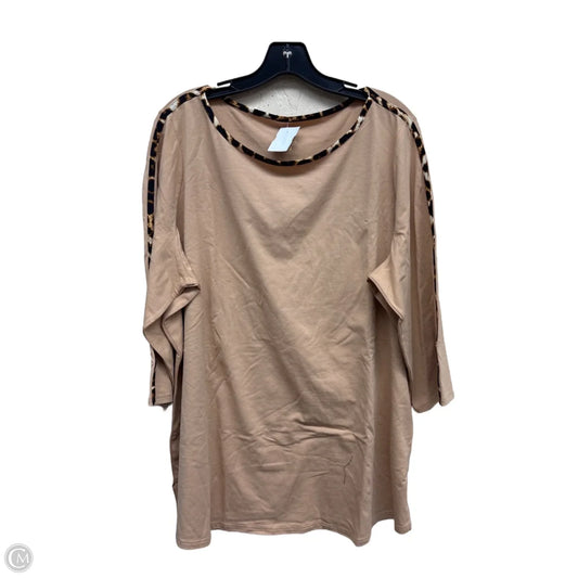 Top Long Sleeve By Belle By Kim Gravel In Tan, Size: 1x