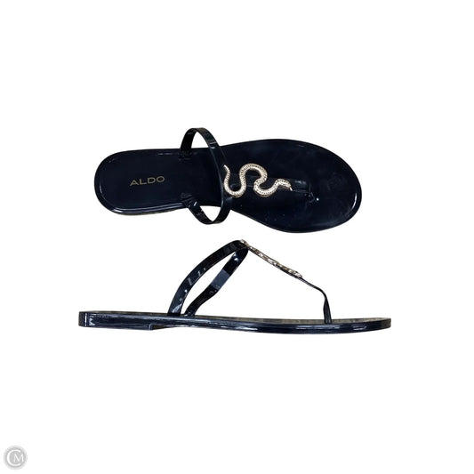 Sandals Flats By Aldo In Black & Gold, Size: 10