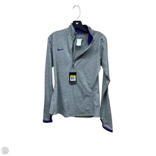 Athletic Top Long Sleeve Collar By Nike In Grey & Purple, Size: S