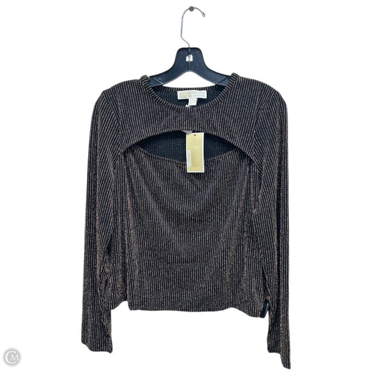 Top Long Sleeve By Michael By Michael Kors In Black & Gold, Size: L