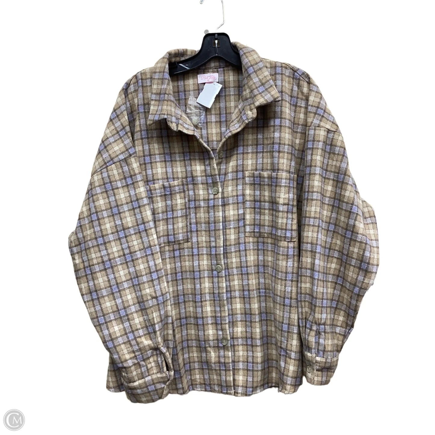 Top Long Sleeve By Pink Lily In Plaid Pattern, Size: Xl