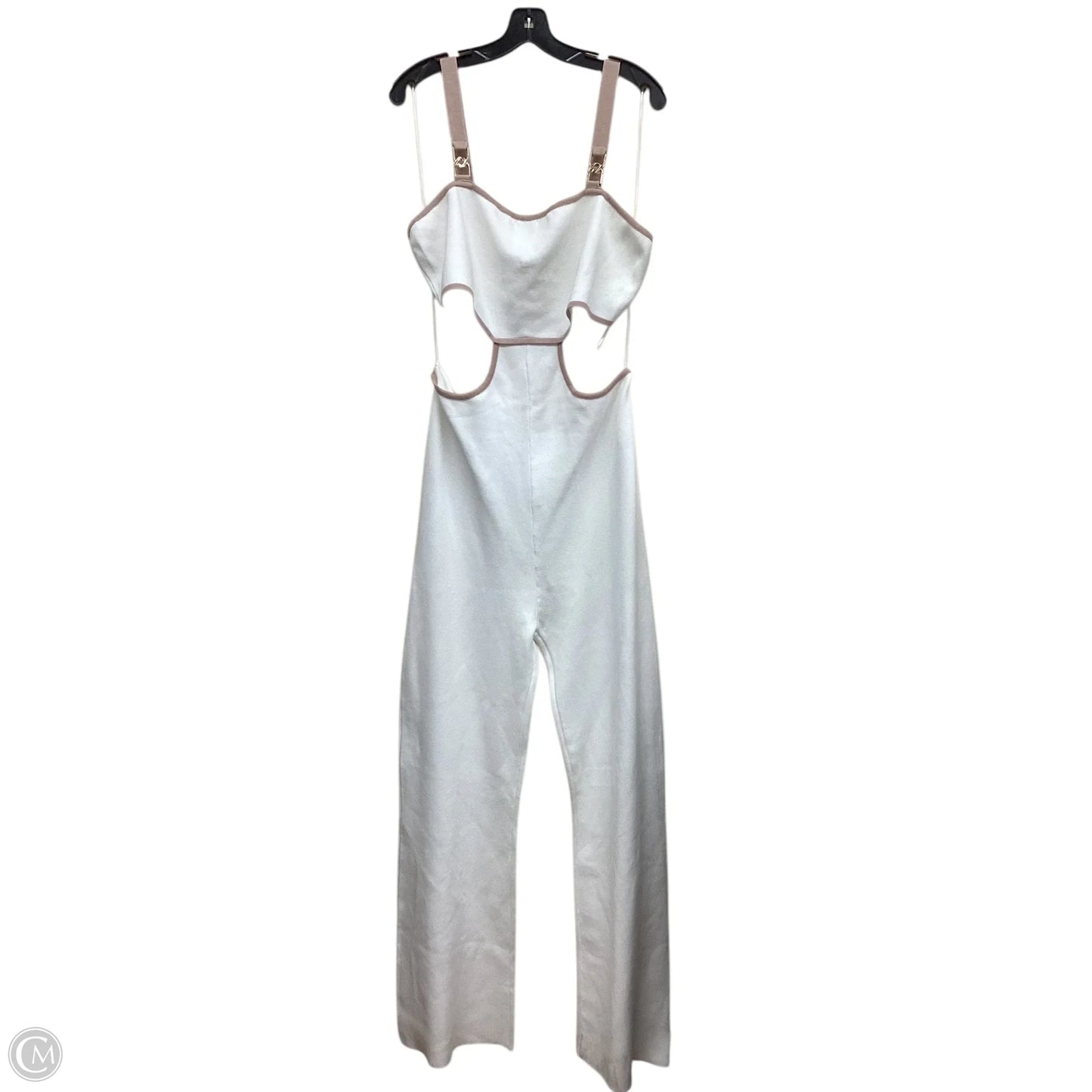 Jumpsuit By Clothes Mentor In Tan & White, Size: 1x