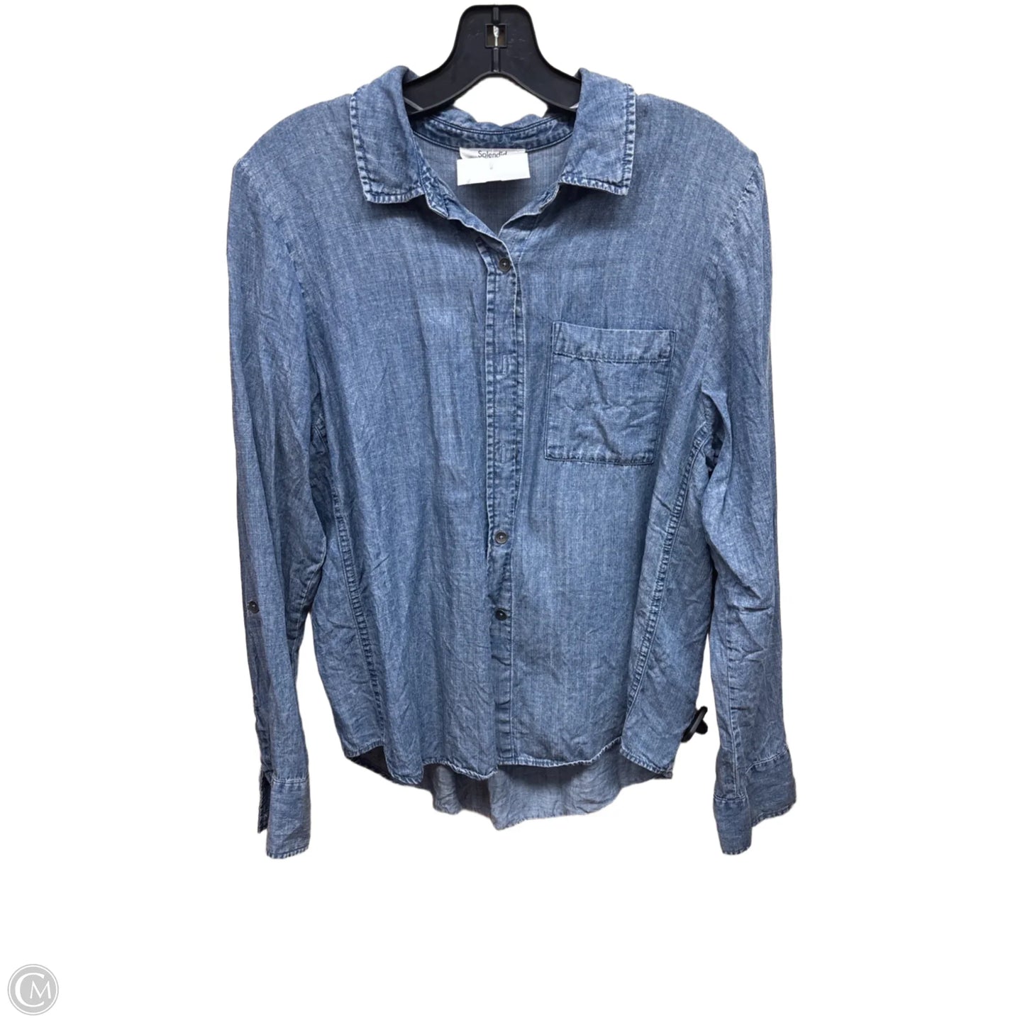 Top Long Sleeve By Splendid In Blue Denim, Size: M