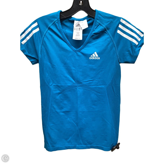 Athletic Top Short Sleeve By Adidas In Blue, Size: S