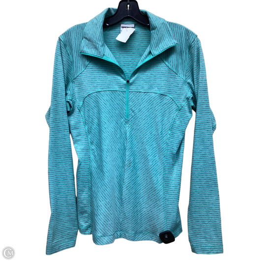Athletic Top Long Sleeve Collar By Columbia In Green & Grey, Size: M