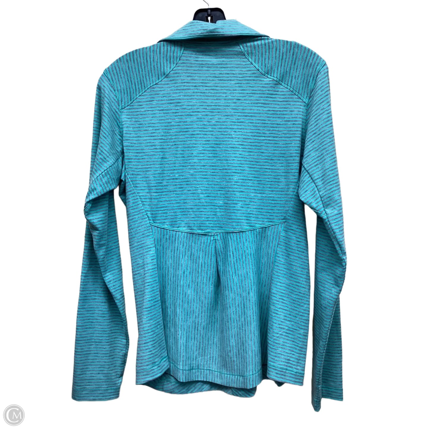 Athletic Top Long Sleeve Collar By Columbia In Green & Grey, Size: M
