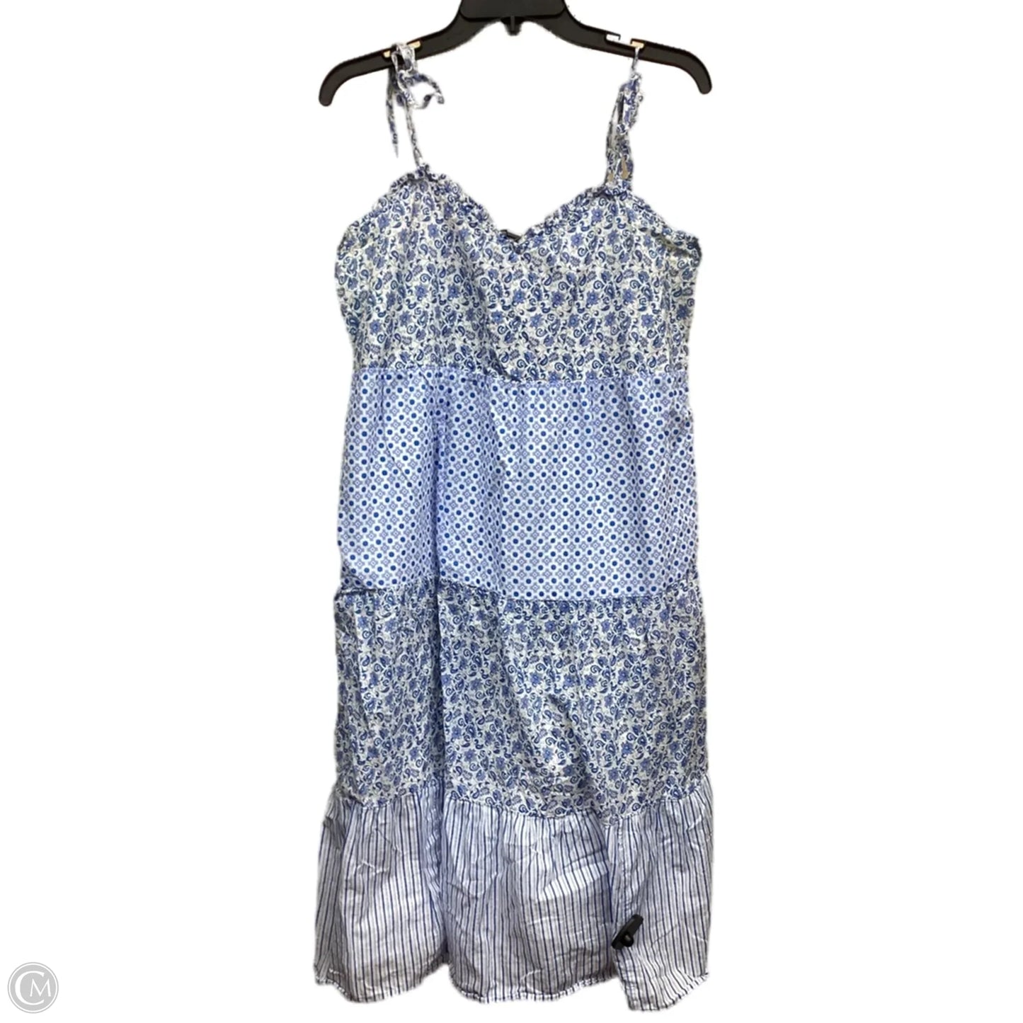 Dress Casual Midi By J. Crew In Blue & White, Size: M