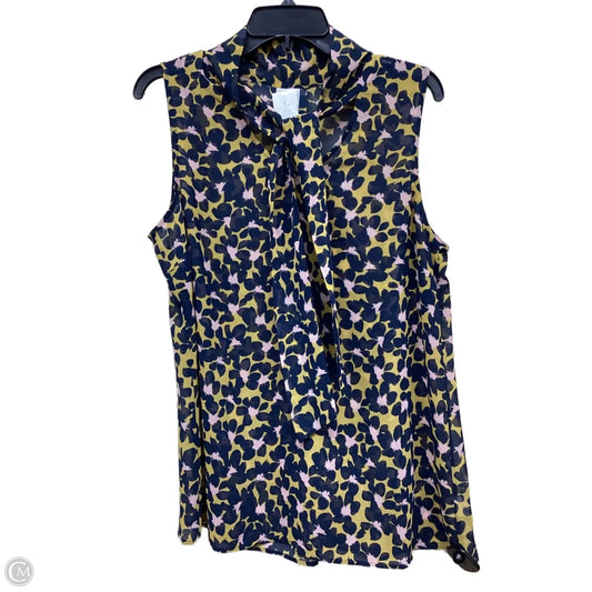 Top Sleeveless By Cabi In Blue & Yellow, Size: L