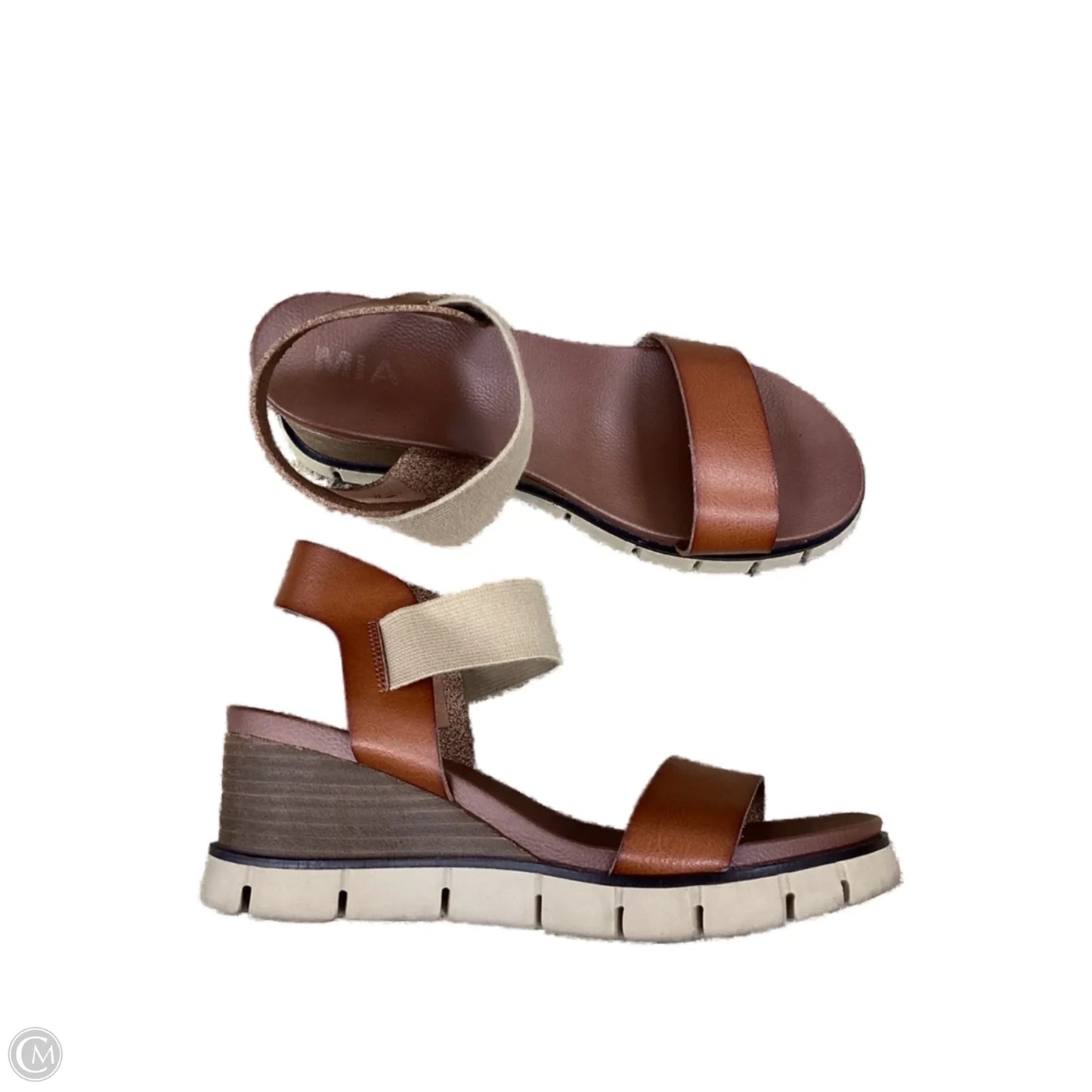 Sandals Heels Wedge By Mia In Brown, Size: 9
