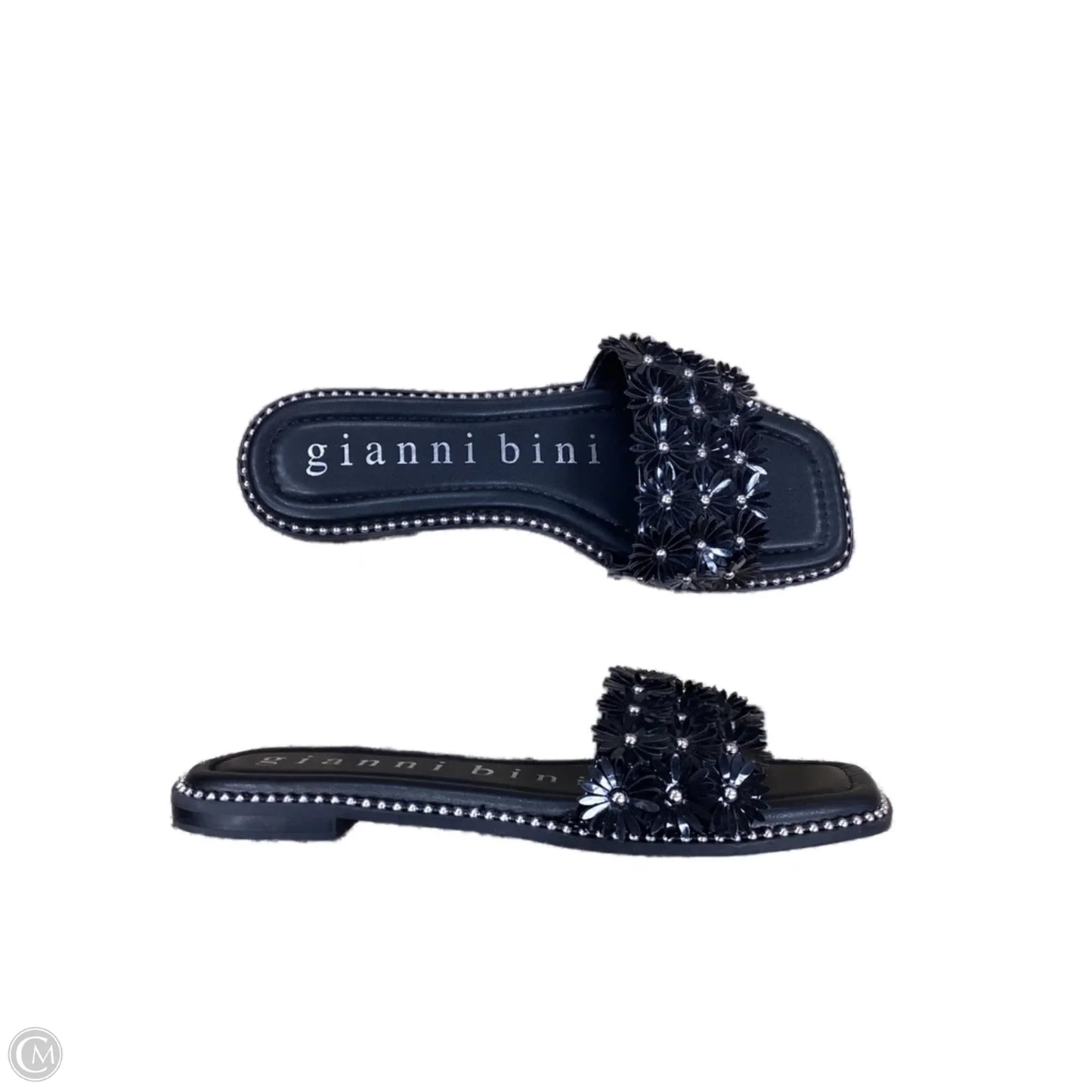 Sandals Flats By Gianni Bini In Black & Silver, Size: 9.5