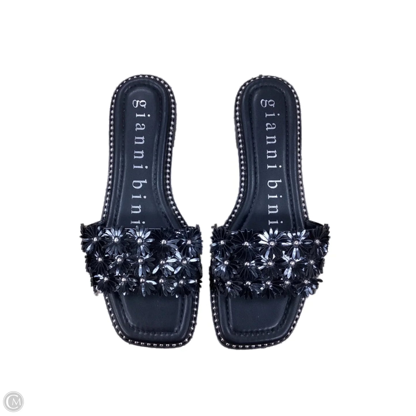 Sandals Flats By Gianni Bini In Black & Silver, Size: 9.5