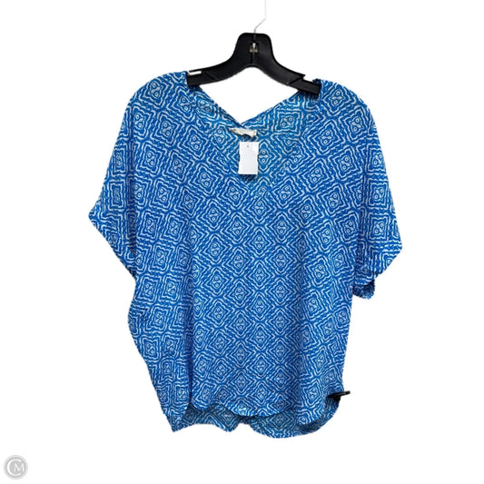 Top Short Sleeve By Lush In Blue & White, Size: M