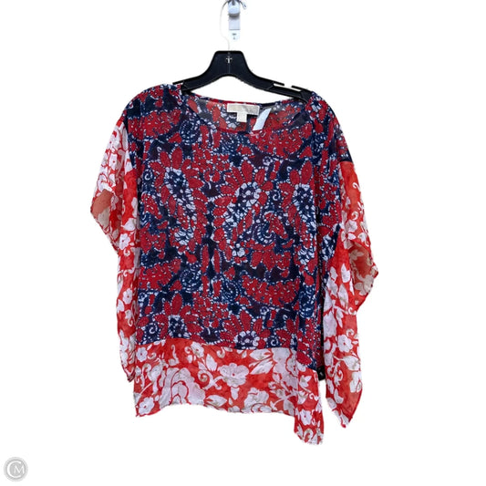 Top Short Sleeve By Michael By Michael Kors In Blue & Red & White, Size: M