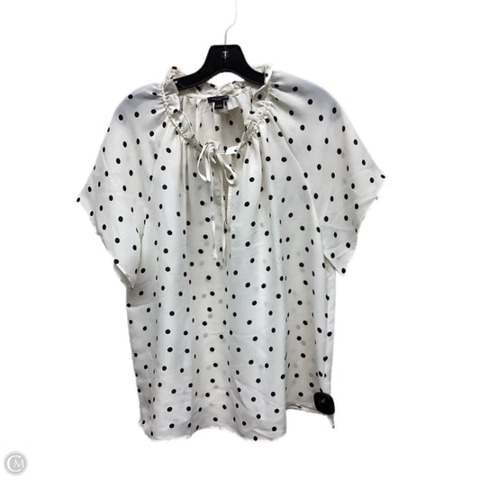 Top Short Sleeve By Ann Taylor In Polkadot Pattern, Size: L