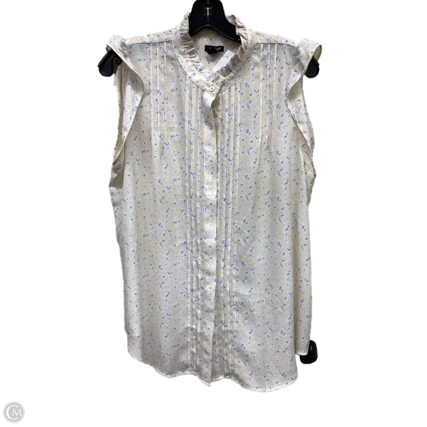 Top Sleeveless By Ann Taylor In Blue & Cream, Size: L