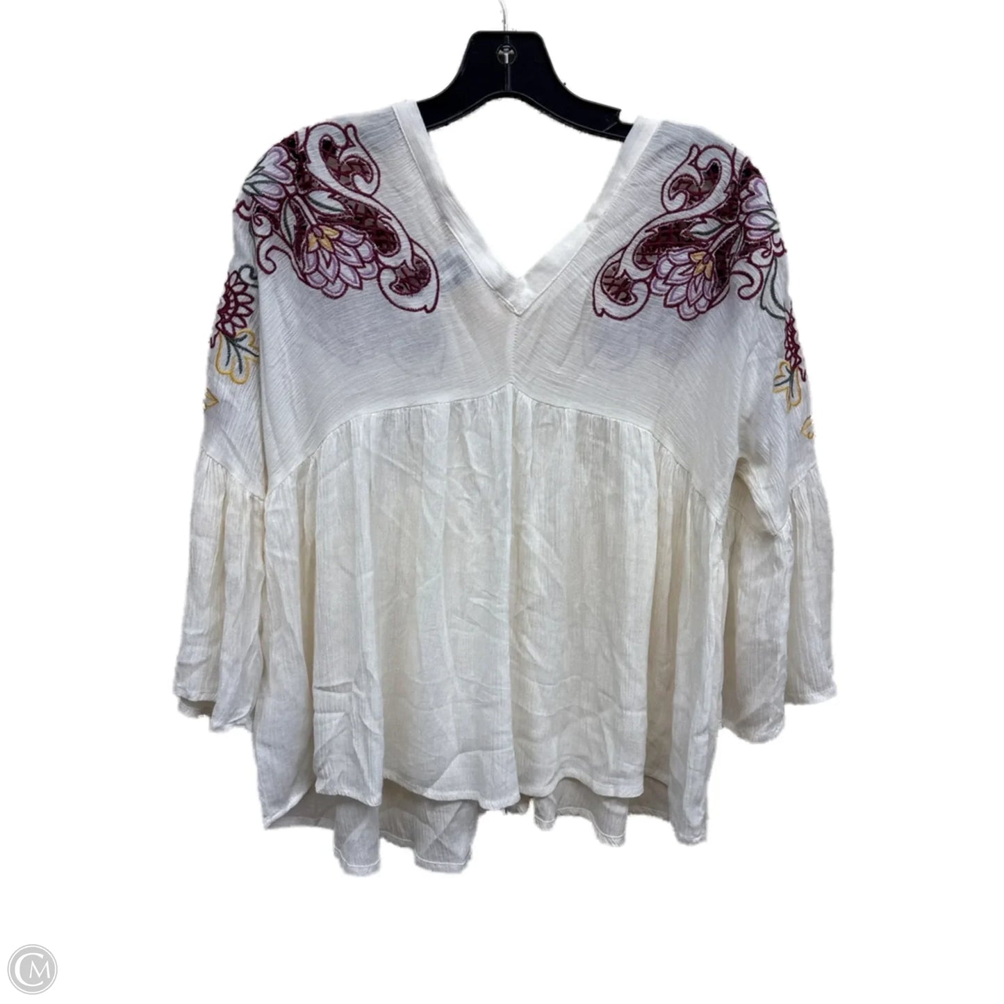 Top Long Sleeve By Grace In White, Size: M