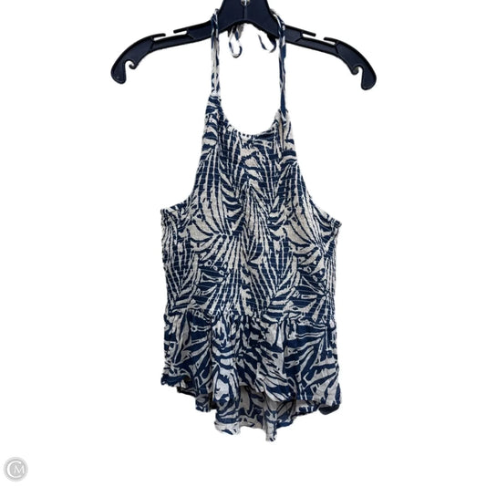 Top Sleeveless By Clothes Mentor In Blue & Cream, Size: L