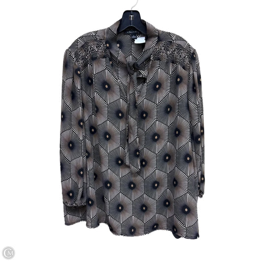 Top Long Sleeve By Clothes Mentor In Brown & Cream, Size: 3x