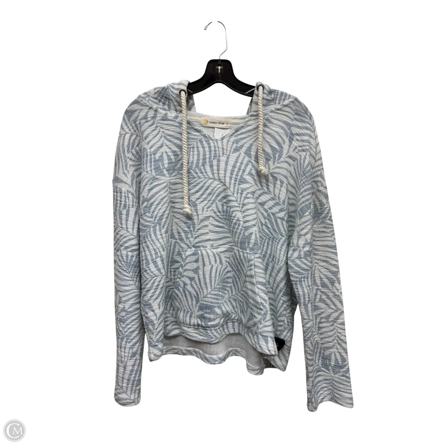 Sweatshirt Hoodie By Ocean Drive In Blue & White, Size: L