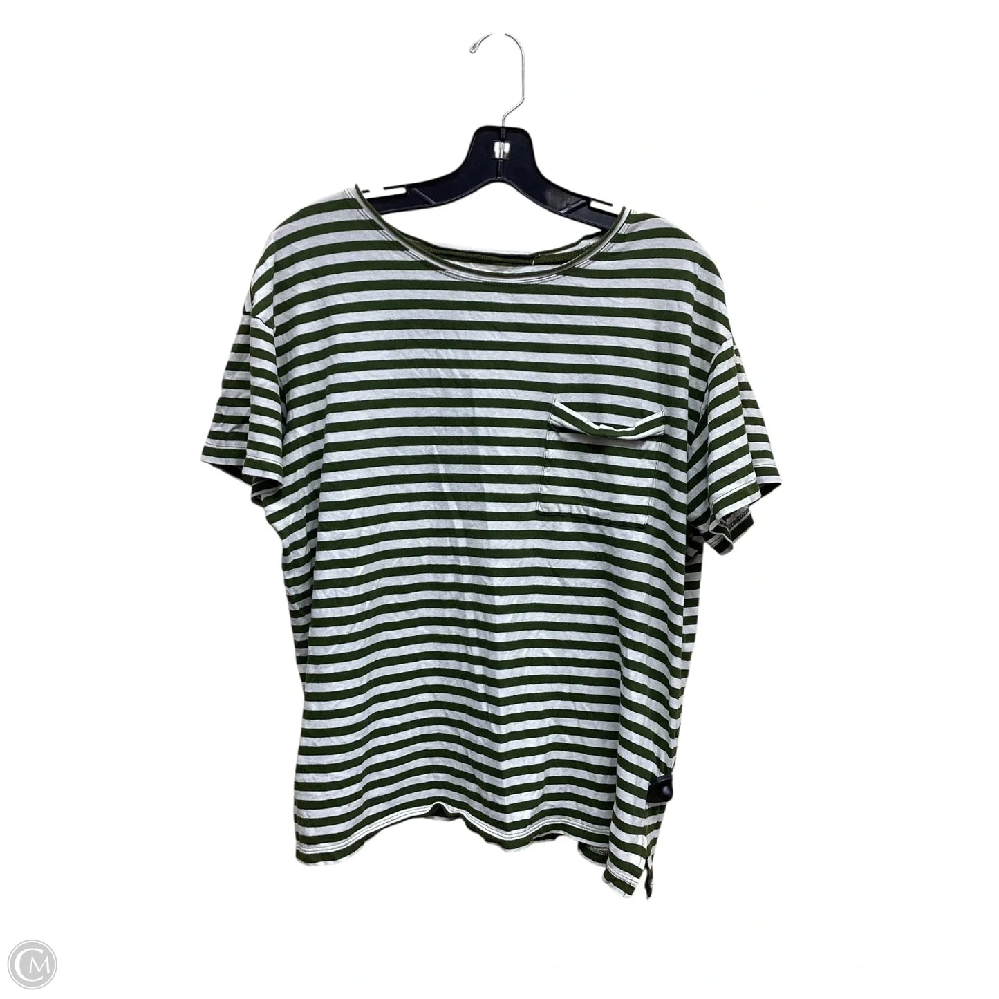 Top Short Sleeve By Madewell In Striped Pattern, Size: L
