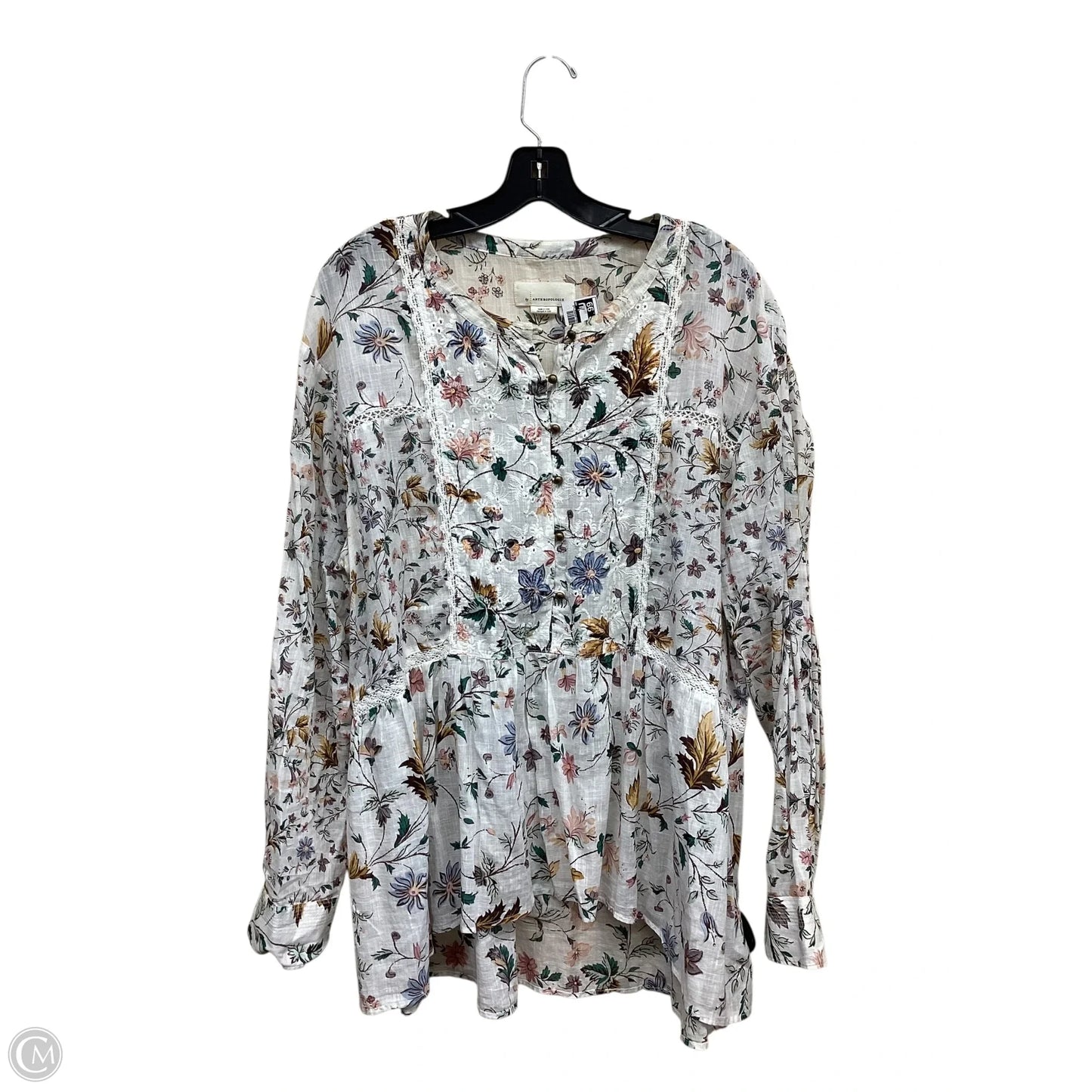 Top Long Sleeve By Anthropologie In Floral Print, Size: Xl